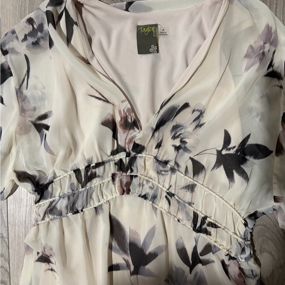 Taylor Cream and Black Floral Maxi Dress - Picture 2 of 2